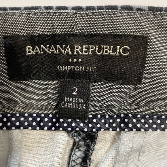 Banana Republic Pants Size 2 Navy Blue Print Hampton Fit Flat Front Ankle NEW - Picture 8 of 10